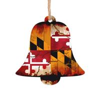 Lot de 6 décorations de Noël vintage en bois en forme de cloche - Peut être accroché sur les arbres de Noël et les fenêtres