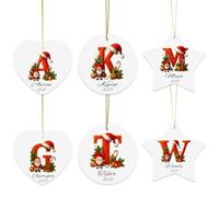 Lot de 6 décorations de nom pour sapin de Noël - Ensemble de décorations initiales personnalisées de A à Z 2025 - Lettre personnalisée cadeaux souvenirs et étiquettes de bas de Noël
