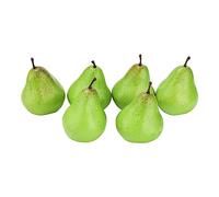Lot de 6 Décorations de Poires Vertes Artificielles, Fausses Poires de Simulation de Fruits de Poire, Faux Ornements de Fruits, Fruits Artificiels de Poires Vertes Réalistes, Ensemble de Fruits(#2)