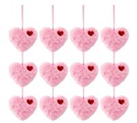 Lot de 6 décorations de Saint-Valentin en forme de cœur en peluche avec boules d'amour