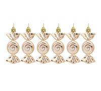 Lot de 6 décorations de sapin de Noël à paillettes de 10 cm - Mini boules en forme de bonbon - Décorations de Noël en sucre d'orge à paillettes à suspendre - Champagne doré