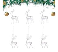 Lot de 6 décorations de sapin de Noël en acrylique transparent en forme de goutte de stalactites pour mur, fenêtre, porte, couloir, plafond, cheminée, salon, fête, cour, terrasse