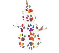 Lot de 6 décorations de sapin de Noël en bois colorées en forme de patte de chien à suspendre pour décoration d'intérieur