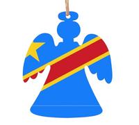 Lot de 6 décorations de sapin de Noël en bois en forme d'ange - Drapeau du Congo - Décorations vintage pour décoration d'intérieur