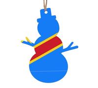 Lot de 6 décorations de sapin de Noël en bois en forme de drapeau du Congo en forme de bonhomme de neige - Décorations vintage pour décoration d'intérieur