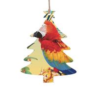 Lot de 6 décorations de sapin de Noël en bois en forme de perroquet, ananas, oiseaux - Décoration à suspendre et décoration festive pour la maison