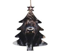 Lot de 6 décorations de sapin de Noël en bois imprimé bison d'Amérique du Nord, parfaites pour les décorations de vacances et les décorations de fête