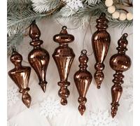 Lot de 6 décorations de Sapin de Noël en Verre Mercure à Suspendre, décorations Vintage en Verre pour Sapin de Noël, Pays des Merveilles d'hiver, Mariage, fête prénatale, fête, décoration de Vacances