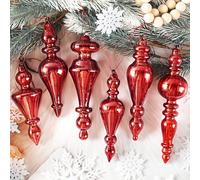 Lot de 6 décorations de Sapin de Noël en Verre Mercure à Suspendre, décorations Vintage en Verre pour Sapin de Noël, Pays des Merveilles d'hiver, Mariage, fête prénatale, fête, décoration de Vacances