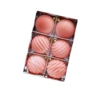 Lot de 6 décorations de sapin de Noël floquées élégantes et veloutées dans une boîte cadeau pour les maisons de vacances