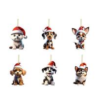 Lot de 6 décorations de sapin de Noël pour chien - Décoration de Noël amusante - Cadeau pour les amoureux des chiens - Décoration à suspendre - Assortiment de 6 pièces