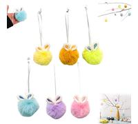 Lot de 6 décorations de sapin de Pâques colorées à suspendre en forme de lapin en peluche pour arbre, jolies boules de Pâques pour loisirs créatifs, fête, école, bureau, décoration d'intérieur