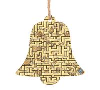 Lot de 6 décorations décoratives en bois en forme de labyrinthe au trésor - Peuvent être utilisées pour décorer les arbres de Noël, les cheminées, les portes et les fenêtres