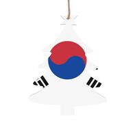 Lot de 6 décorations décoratives en forme de sapin de Noël - Drapeau exquis de la République de Corée pour sapin de Noël et porte de fête
