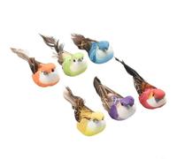 Lot de 6 décorations d'oiseaux artificielles avec fausses plumes - Figurines d'oiseaux en mousse pour perchoir de sapin de Noël, loisirs créatifs, décoration d'intérieur et idées pour les amoureux des