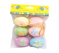 Lot de 6 décorations d'œufs de Pâques multicolores à suspendre, avec ruban, pour la décoration du panier de Pâques, cadeaux de fête