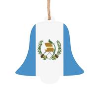 Lot de 6 décorations en bois avec motif drapeau du Guatemala - Convient pour décorer les arbres de Noël, les portes et les fenêtres - En forme de cloche