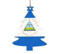Lot de 6 décorations en bois avec motif drapeau du Nicaragua, convient pour accrocher sur les arbres de Noël et les cheminées.