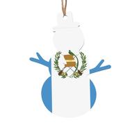 Lot de 6 décorations en bois en forme de bonhomme de neige avec drapeau du Guatemala - Convient pour décorer les arbres de Noël, les portes et les fenêtres