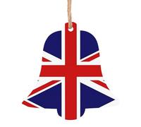 Lot de 6 décorations en bois en forme de cloche avec motif drapeau du Royaume-Uni - Convient pour décorer les arbres de Noël, les portes et les fenêtres