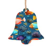 Lot de 6 décorations en bois en forme de cloche de récif sous-marin, pendentifs décoratifs à suspendre, design vintage pour les vacances