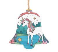 Lot de 6 décorations en bois en forme de clochette en forme de licornes au bord de la rivière pour accrocher sur les murs, portes et fenêtres