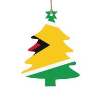 Lot de 6 décorations en bois en forme de drapeau de la Guyane pour sapin de Noël à accrocher aux murs, portes et fenêtres