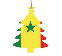 Lot de 6 décorations en bois en forme de drapeau du Sénégal en forme de sapin de Noël pour accrocher aux murs, portes et fenêtres