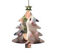 Lot de 6 décorations en bois en forme de rats pour mère et enfant - Pendentifs décoratifs à suspendre - Design vintage pour les vacances
