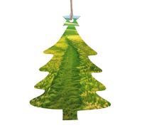 Lot de 6 décorations en bois en forme de sapin de Noël pour chemins de prairie - Pour accrocher sur les murs, les portes et les fenêtres