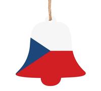 Lot de 6 décorations en bois motif drapeau de la République tchèque - Convient pour décorer les arbres de Noël, les portes et les fenêtres - Forme de cloche
