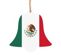 Lot de 6 décorations en bois motif drapeau du Mexique - Convient pour décorer les arbres de Noël, les portes et les fenêtres - Forme de cloche