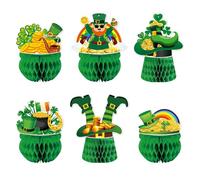 Lot de 6 décorations en nid d'abeille pour la Saint Patrick, la Saint-Patrick, centre en nid d'abeille, pour fête irlandaise, décoration de table 3D pour fête de printemps et décoration de fête