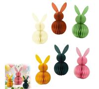 Lot de 6 décorations en papier nid d'abeille pour Pâques - Lapin de Pâques - À suspendre - Œufs de Pâques - Lapin en papier pliable - Décoration de Pâques