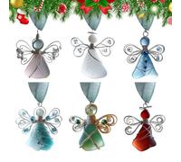 Lot de 6 décorations en verre de mer avec pendentif ange pour la maison, décorations de sapin de Noël en acrylique 2D, pour le lieu de travail, la cuisine, etc
