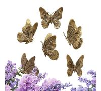 Lot De 6 Décorations Murales Papillon - Décorations Papillon 3D Réalistes Et Vives, Décor Rétro En Résine 3D | Ensemble D'art Mural Décoratif En Résine Pour Salon, Chambre À Coucher, Bureau, Ferme, Ja