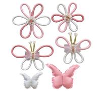 Lot de 6 décorations murales tissées en macramé avec papillons et fleurs pour chambre d'enfant