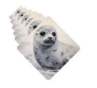 Lot de 6 désodorisants carrés à suspendre pour voiture - Cartes parfumées - Motif phoque de harpe - Pour voiture