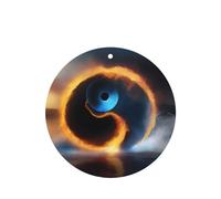 Lot de 6 désodorisants de voiture à motif de Tai Chi Eau et feu - Forme ronde - À suspendre - Pour chambre à coucher, salle de bain