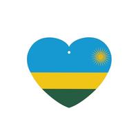 Lot de 6 désodorisants de voiture à motif drapeau du Rwanda en forme de cœur à suspendre pour chambre à coucher, salle de bain