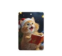 Lot de 6 désodorisants de voiture à suspendre - Cartes parfumées - Tablettes d'aromathérapie de voiture - Chat mignon - Chants de Noël - Désodorisant de voiture - Pendentif miroir intérieur de voiture
