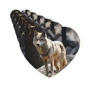 Lot de 6 désodorisants de voiture en forme de cœur à suspendre - Carte parfumée pour voiture - Motif loup sauvage