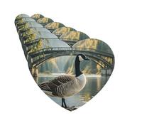 Lot de 6 désodorisants de voiture en forme de cœur à suspendre - Cartes parfumées d'oie sauvage au bord du pont - Désodorisant pour voiture