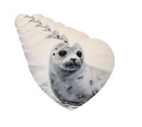 Lot de 6 désodorisants de voiture en forme de cœur à suspendre - Cartes parfumées - Motif phoque de harpe - Pour voiture