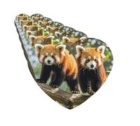 Lot de 6 désodorisants de voiture en forme de cœur à suspendre - Motif pandas rouges - Pour voiture