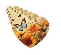 Lot de 6 désodorisants de voiture en forme de cœur à suspendre - Motif tournesol et papillon - Pour voiture