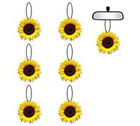 Lot de 6 désodorisants de voiture en forme de tournesol amusant à suspendre - Longue durée - Mignon miroir - Décoration de voiture - Cadeau - Accessoires d'intérieur pour homme et femme