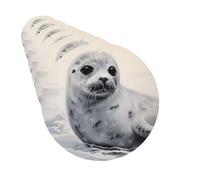 Lot de 6 désodorisants de voiture - Forme ronde - À suspendre - Cartes parfumées - Motif phoque de harpe - Pour voiture