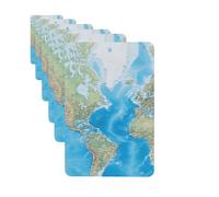 Lot de 6 désodorisants rectangulaires à suspendre - Carte du monde - Pour voiture