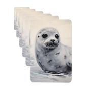 Lot de 6 désodorisants rectangulaires à suspendre pour voiture - Cartes parfumées - Motif phoque de harpe - Pour voiture